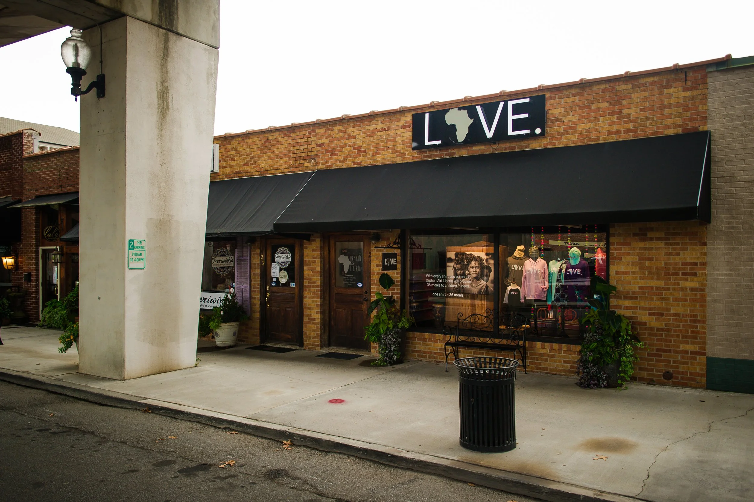 The LOVE. Store storefront on East Church Street in downtown Cartersville.